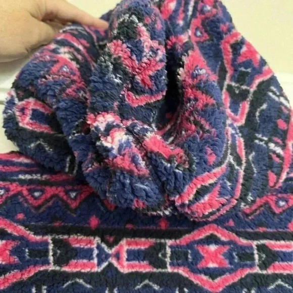 Columbia Women's West Bend Hoodie, Dark Sapphire Stripe Print Size XL Pink/Blue - Picture 7 of 9